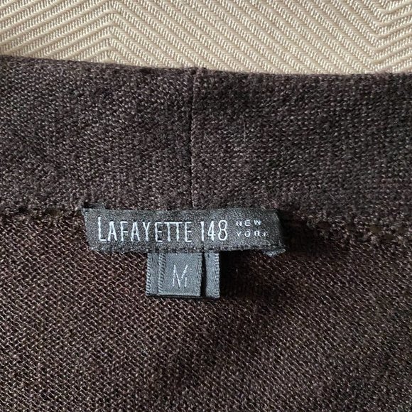 Vintage LAFAYETTE 148 Brown Lightweight Button down Sweater M - Picture 7 of 12